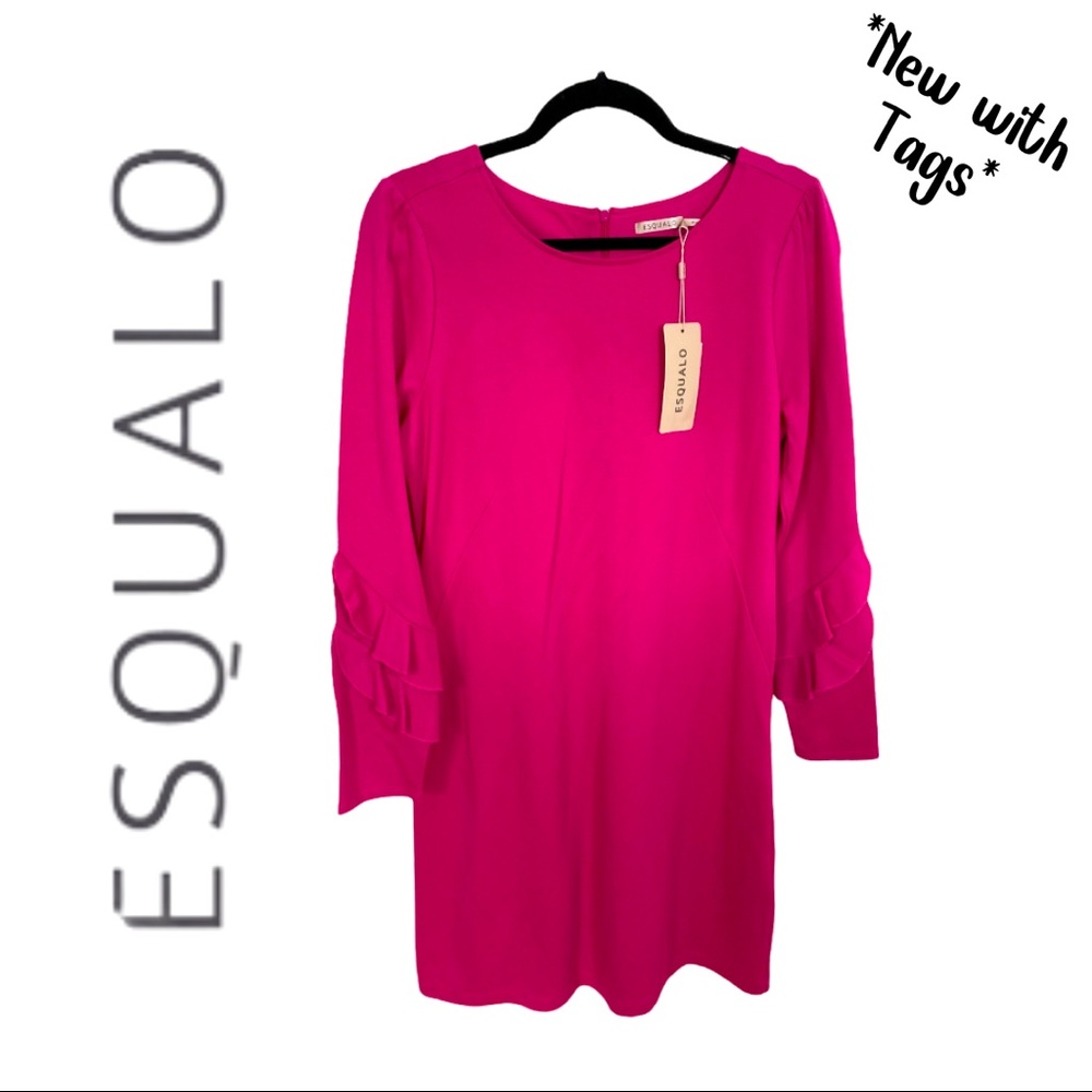 Esqualo New with Tags Pink Long Sleeve Ruffled Dress